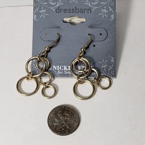 2/$30 Gold tone Hoops Cluster Design Drop Dangle Earrings, 1.75-in Women Jewelry - Picture 6 of 8